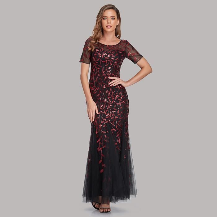JAKE*S Robe Soirée Femme Noir Élégante Paillettes (EU 38