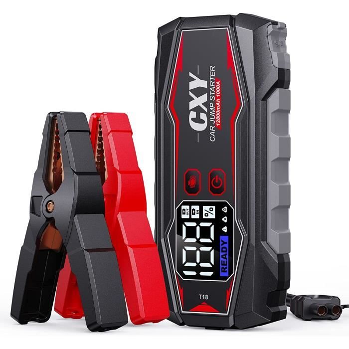 CXY T18 Booster Batterie Voiture 1000 Amp, 12V Démarreur Batterie Portable, Démarrage de Voiture Jump Starter avec écran LED numériq
