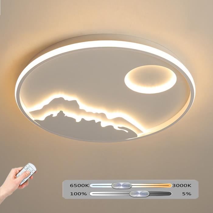 Design LED Plafonnier Blanc Dimmable Avec Télécommande Moderne Lampe de Plafond Enfant Chambre à Coucher Salon Cuisine Salle