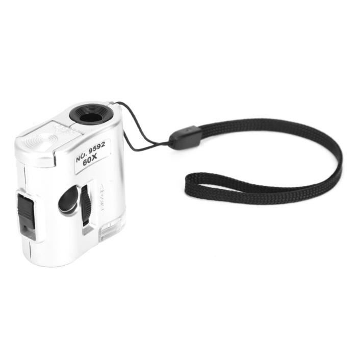 Microscope De Poche LED UV 60x - Loupe De Bijoutier, Compact Et Pratique