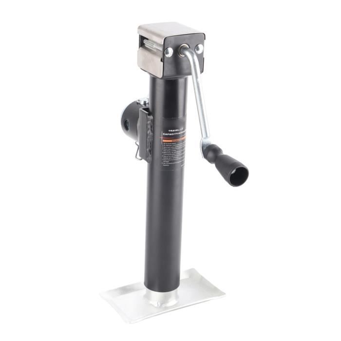 Cric De Remorque Double Roue 1500 Kg - Hauteur Réglable 31-57 Cm, Roues PP, Acier Galvanisé - 2