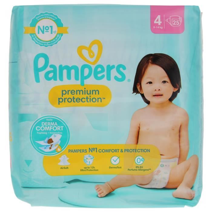 Couches Pampers Premium Protection Taille 4 - 25 couches - Harmonie