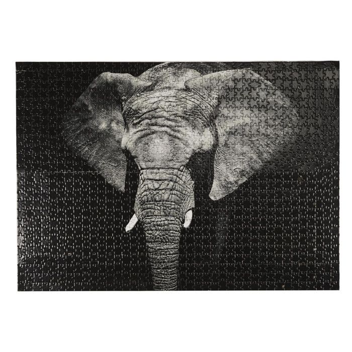 Puzzle Éléphant 1000 Pièces 48x73cm Noir & Gris