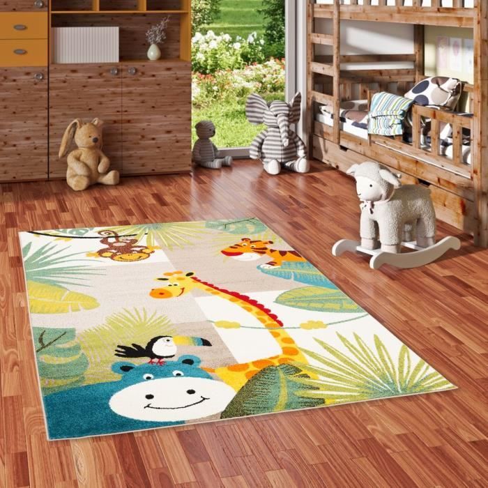 Tapis Enfant Doux Dinosaures Rigolos - Rond Multicolore, Sûr Pour Jouer Par Terre, Facile à Nettoyer - 3