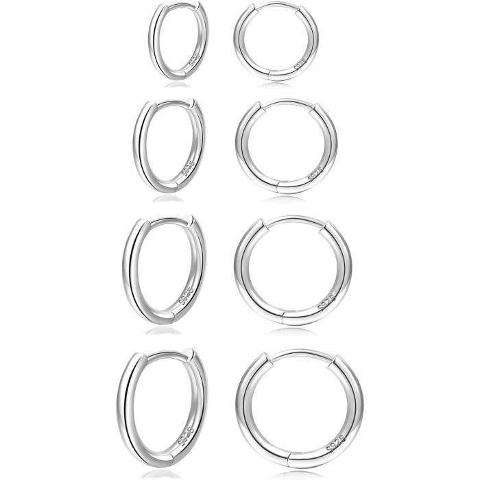 Boucles D'oreilles Créoles Pour Femme - Lot De 6 Paires - Acier Inoxydable Hypoallergénique - Diamètres 10/12/14mm - 6