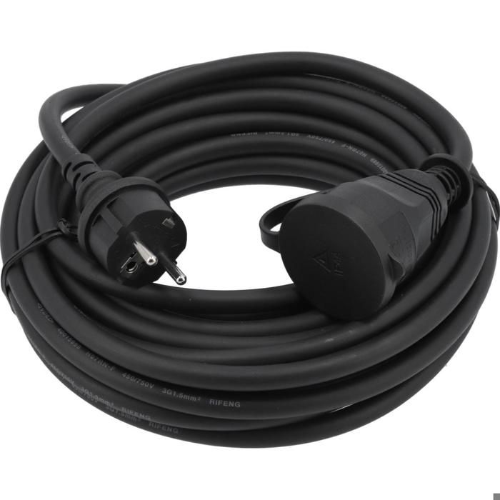 C/âble dextension pour Usage ext/érieur IP44 15 m/ètres Type F Schuko Noir Rallonge /électrique 15 m en Caoutchouc de Marque Bronson++ H07RN-F 3G 1,5mm/² avec clapet de s/écurit/é