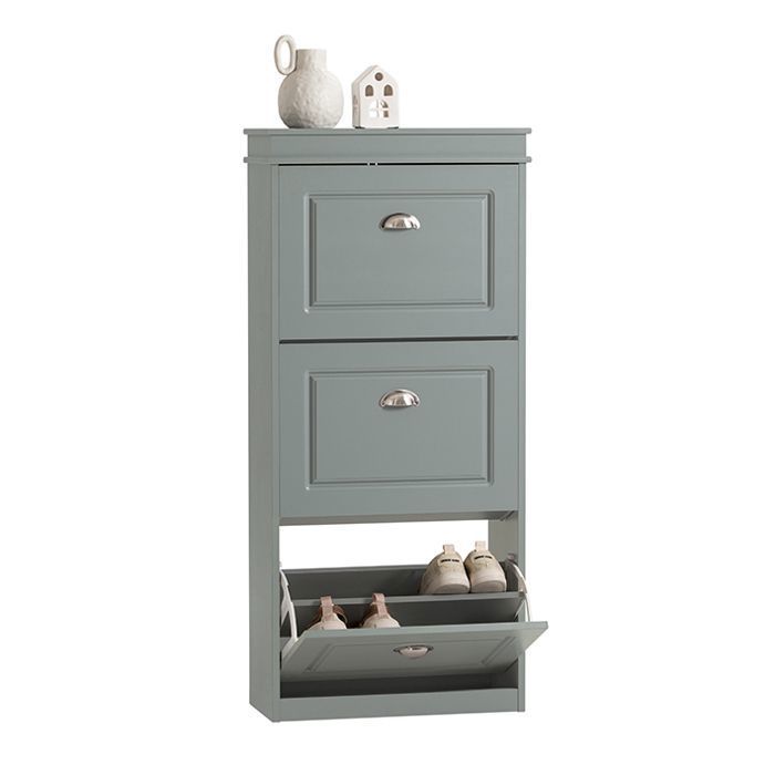 SoBuy Armoire à Chaussures Entrée avec 3 Abattants Rangement Gain de Place pour Couloir Chambre Gris 53x24x117cm