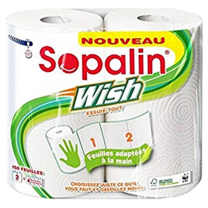 Sopalin Wish Essuie-tout 2 Rouleaux (lot de 3) - Cdiscount Au quotidien