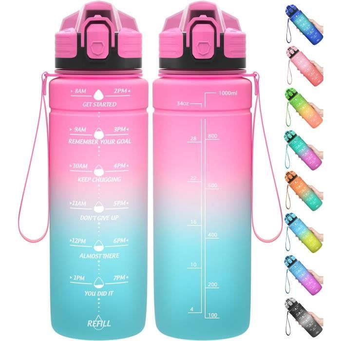 Gourde 500 Ml Pour Enfant – Sans BPA, Avec Paille, Marqueur De Temps Et Sangle – étanche Pour école, Sport, Randonnée