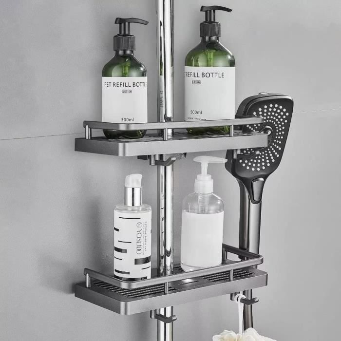 Support de douche suspendu avec 2 étagères d'angle