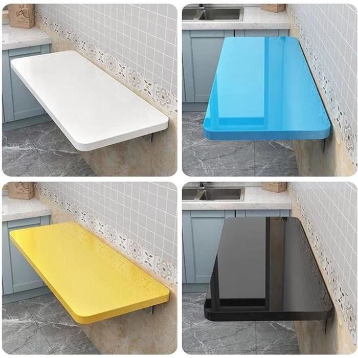 Tablette Murale Rabattable 120 X 40 Cm - Installation Sans Perçage Possible - Pour Balcon, Cuisine, Bar - Noyer