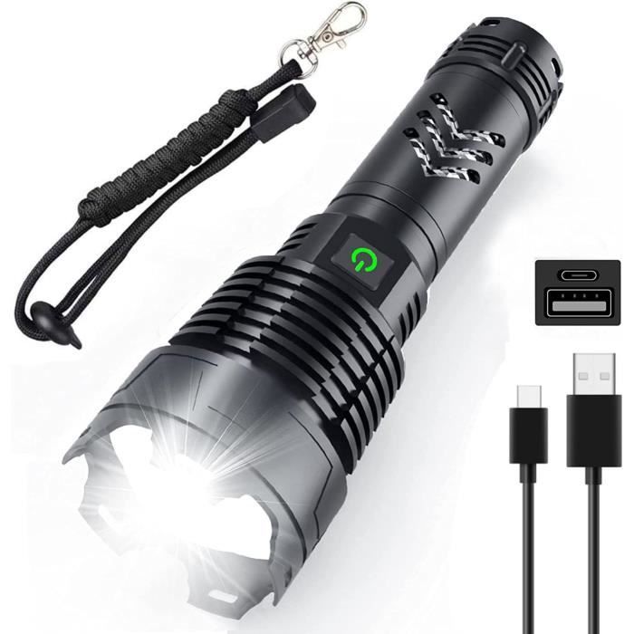 4 Pcs Lampe de Poche LED 1000LM Torche Tactique avec Clip (13.3 cm