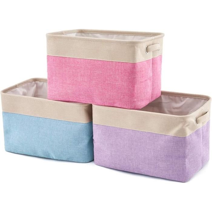 Panier à Couture Rose En Coton Et Bois - Boîte De Rangement Portable 30,5x23x15,5cm