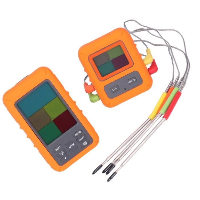 Thermomètre à Viande Sans Fil Bluetooth - 2 Sondes Fines, Portée 100 M, Appli Avec Alertes - Pour Barbecue, Four, Fumoir
