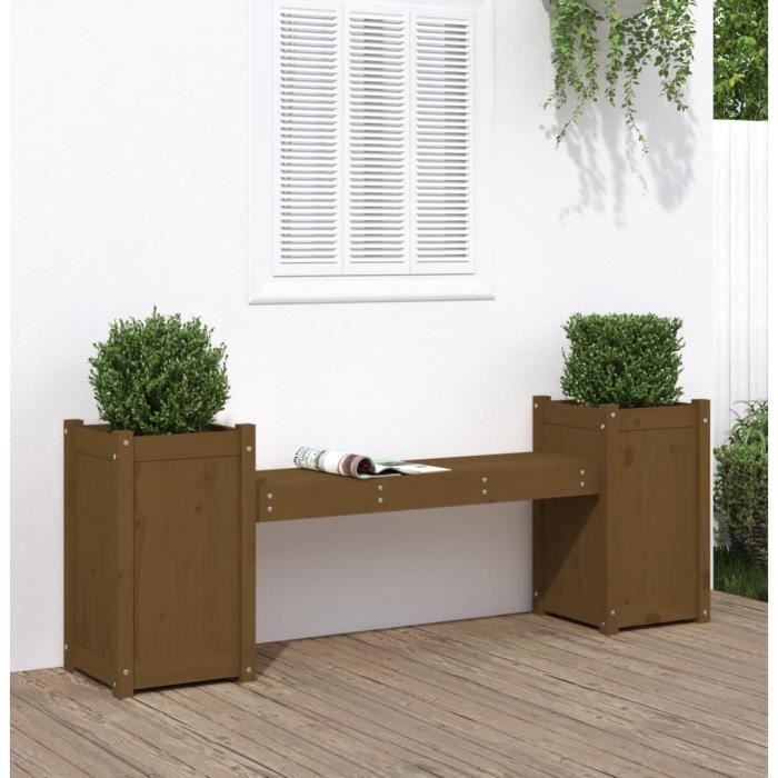 vidaXL Banc avec jardinières marron miel bois massif de pin 825166