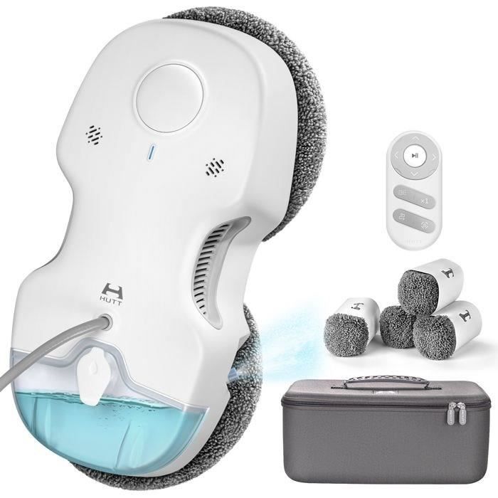 HUTT C65 Robot Nettoyeur Vitre avec Réservoir deau 80ML Gicler leau Automatique Télécommandé 10 Chiffons - Hutt