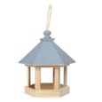 Mangeoire à oiseaux en bois suspendue pour hexagone de décoration de jardin en forme de toit rgy009-1