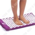 tapis d'acupression yoga massage anti douleurs corporelles thérapie pieds exercices Violet 68 × 42 cm avec sac de rangement-1