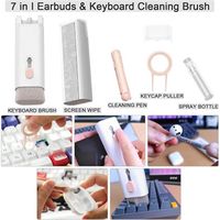 Brosse De Nettoyage 5-en-1 Pour Clavier Et écouteurs - Kit Avec Extracteur De Touches, éponge, Pointe Métallique (noir/blanc/rouge)