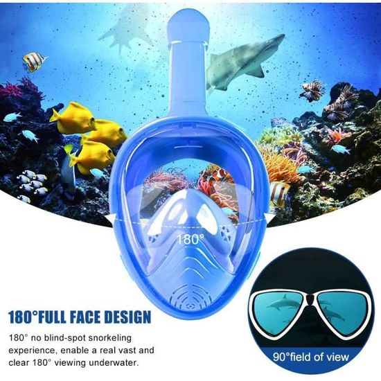 Masque de plongée pour enfants, vue panoramique à 180 °, respiration libre,  masque de plongée intégral anti-buée et anti-fuite, A172 - Cdiscount Sport