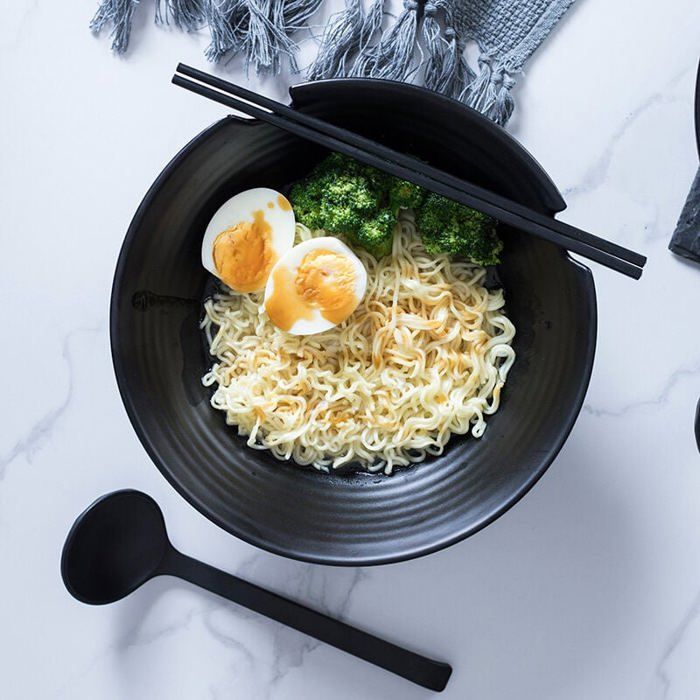 2 Ensembles Bol Ramen 1000 Ml Avec Baguettes Et Cuillère - Saladier Plastique Réutilisable Japonais