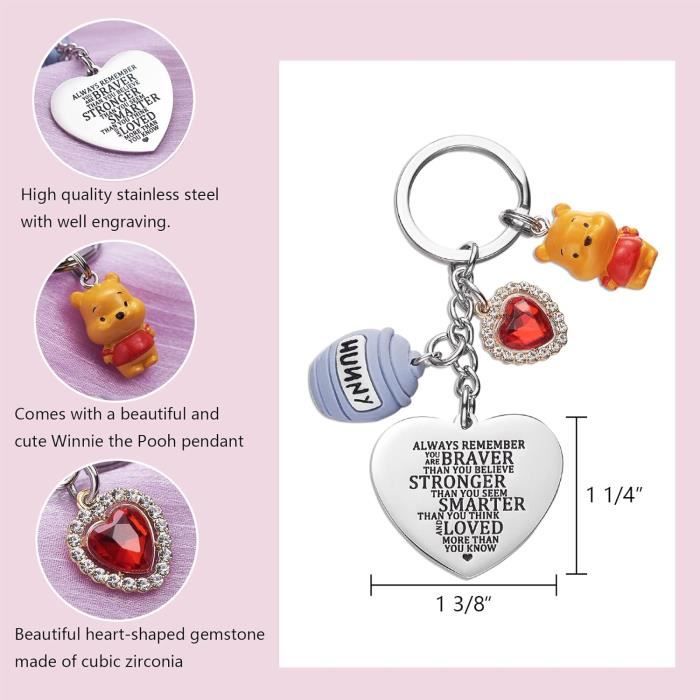 Porte-clés Winnie L'Ourson Strass Et Cristal - Dimensions 6x3x3 Cm - Multicolore - Neuf Avec étiquettes