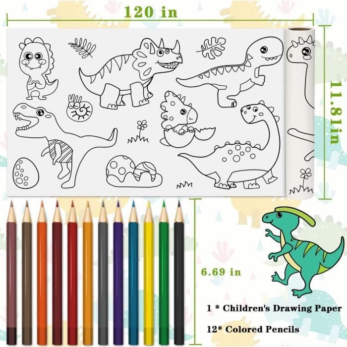 VIDSTW Rouleau Papier Dessin 30 * 300 cm Coloriage Enfant Book
