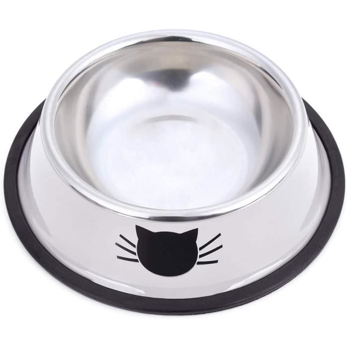 Lot De 4 Gamelles Pour Chat/chien En Acier Inoxydable - Antidérapantes Avec Base En Caoutchouc - Pour Nourriture Et Eau