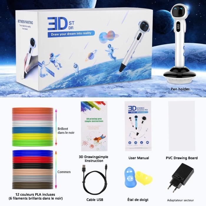 Stylo 3D 3D Professionnel Pen Stylo d'impression 3D 【2020 Dernière Version  Empêcher Le Blocage】 avec Ecran LCD+12 Multicolores Filam - Cdiscount  Informatique