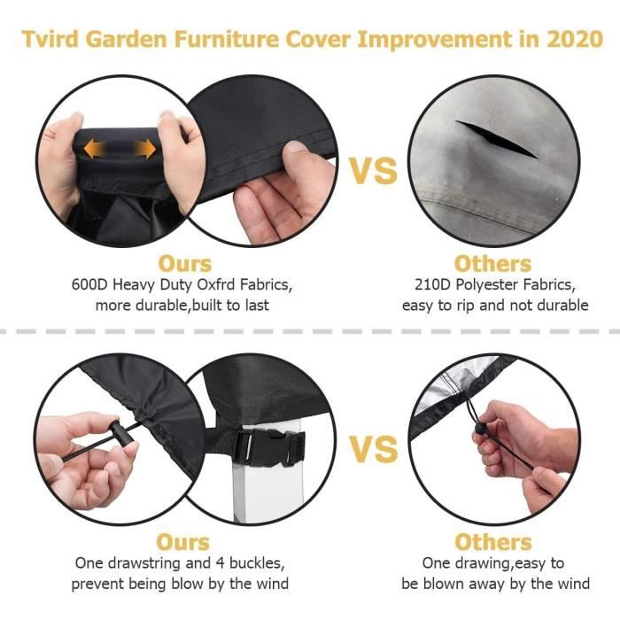 Housse de protection rectangulaire pour meubles de jardin, en polyester,  imperméable, anti-poussière, anti-UV, pour