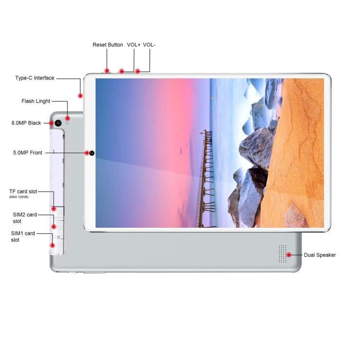 4G LTE Tablette Tactile 10.1”HD IPS-Android1