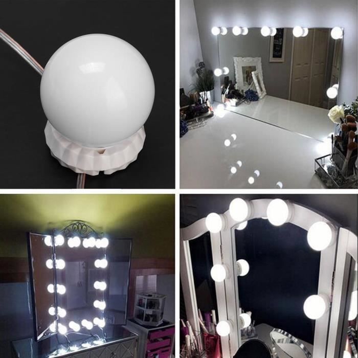 Lampe pour Miroir, Hollywood Kit de Lumières de Miroir USB Powered 12  Ampoule LED éclairage de Maquillage Miroir Lumineux - Cdiscount Maison