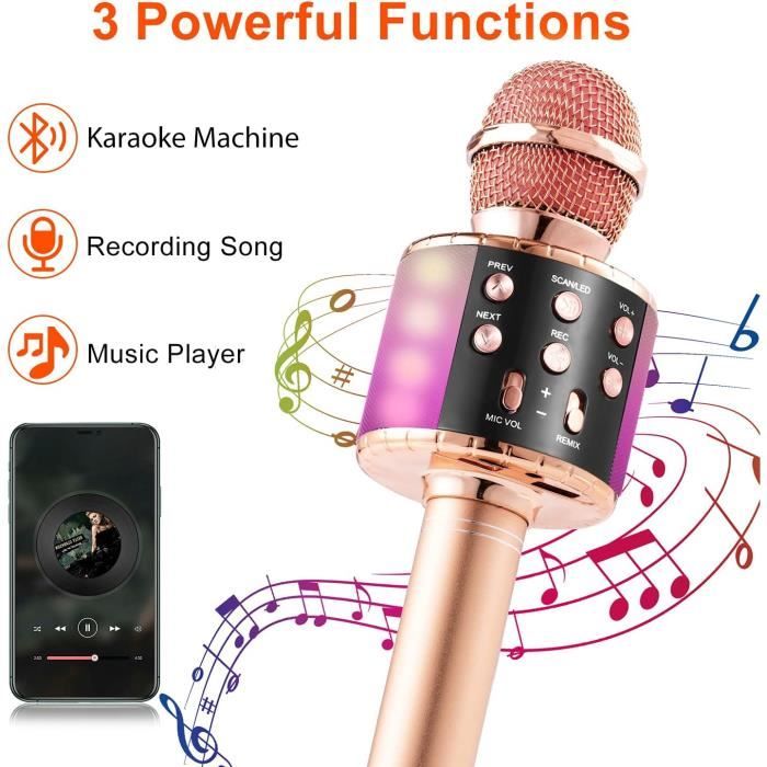 Machine de Karaoké avec 2 Micro sans Fil pour Enfants de 4 à 12 ans,  Portable Karaoké Bluetooth avec Magique Voix Change et LED - Cdiscount Jeux  - Jouets