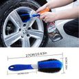 DAMILY® Brosse de nettoyage voiture - 2pcs Balai de lavage nettoyage - 27x6CM - Convient pour nettoyer les roues de voiture - Bleu-2