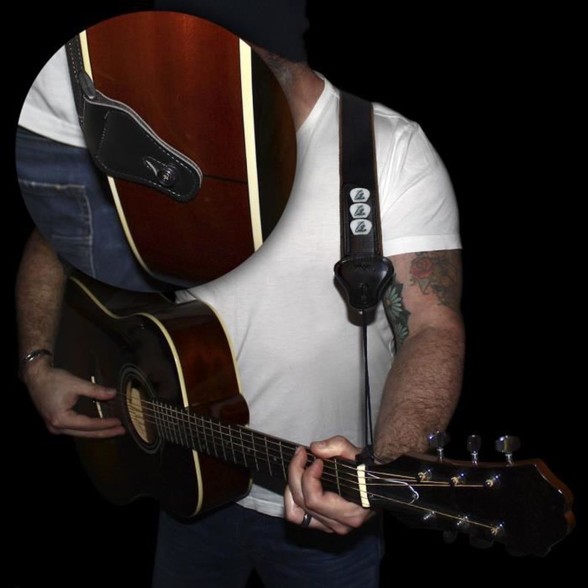 banjo+6 m/édiators de guitare+sac de m/édiators exp/érience future basse FKaiYin Sangle de guitare r/églable noire pour guitare acoustique///électrique ukul/él/é
