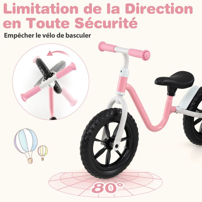 Draisienne COSTWAY 12-24 Mois – 4 Roues EVA, Guidon Antidérapant – Aluminium, Bleu – Poids 1,7 Kg – Porte 25 Kg