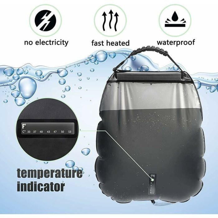 Sac de Douche Solaire Camping, Solaire Sac de Douche Portable, 20L