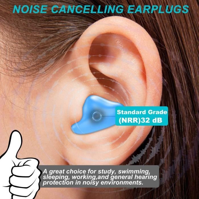 Ear Plugs For Swimming, Soft Ear Plugs For Sleeping Noise Cancelling, Reusable Ear Plug For