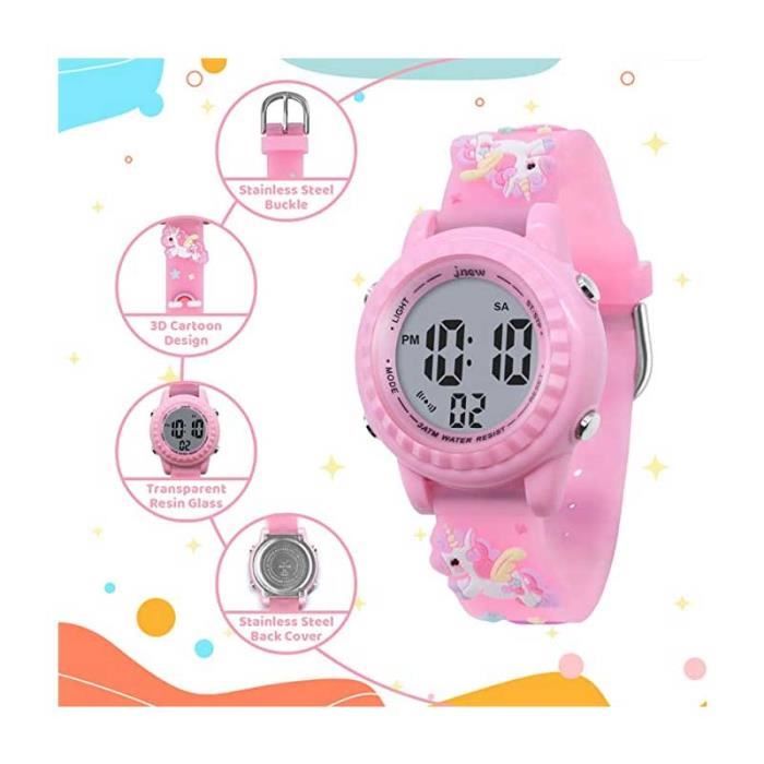 Montre Numérique Sport Pour Enfant - Garçon/Fille - Jaune - Alarme LED - Idée Cadeau