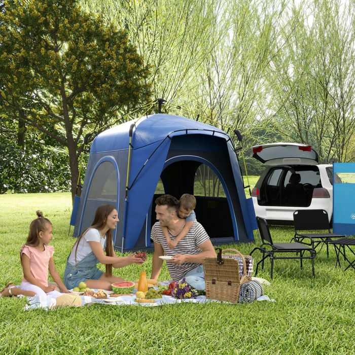 Camping Randonnée 2 Chambres Tente De Camping Outsunny 4-6 Personnes - 2 Chambres - Imperméable 3000mm - Familiale Et Spacieuse Tente De Camping Gonflable