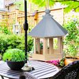 Mangeoire à oiseaux en bois suspendue pour hexagone de décoration de jardin en forme de toit rgy009-3