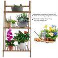 Sonew étagère de plantes 3 étages de rangement en bambou balcon charnu support de sol pliant pot de fleur support plantes-3