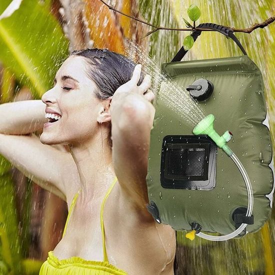 Douche solaire portable bleue avec pommeau - Tente Aventure
