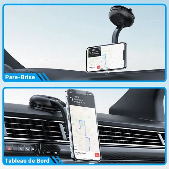 Aukey – support de voiture pour téléphone portable, déflecteur magnétique  (noir) pour téléphones intelligents