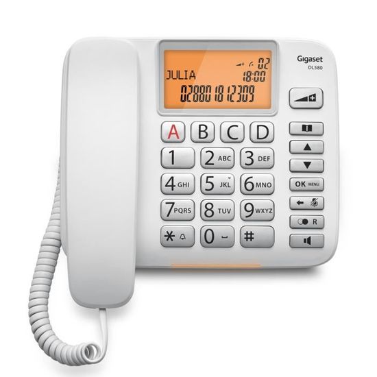 Gigaset Téléphone Fixe Gigaset DL580 DL580W Blanc 