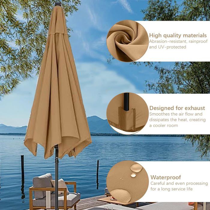 Toile De Rechange Pour Parasol 6 Bras – 180g/m², UV, Imperméable, 200 à 350 Cm