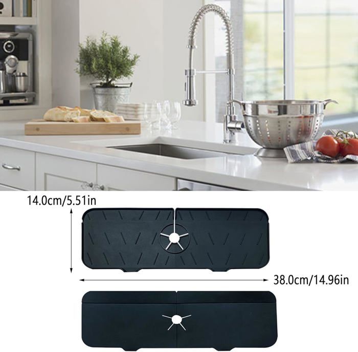 Tapis De Robinet D'évier De Cuisine En Silicone, Tapis Absorbant Anti-éclaboussures Pour Le Séchage Des éclaboussures De Cuisine, Tapis Absorbant, Blanc Cassé