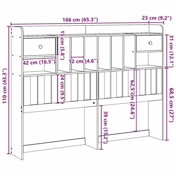 Tête De Lit Double En Bois Massif De Pin 180x3x80 Cm - Meuble Chambre à Coucher Naturel