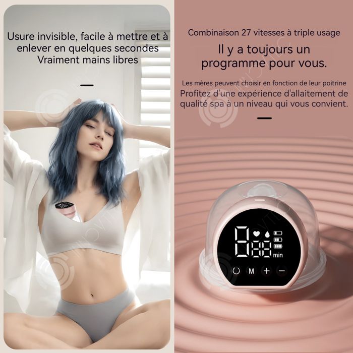 Tire-lait électrique Mains Libres Portable - 2 Pièces - 3 Modes, 9 Niveaux - Silicone Qualité Alimentaire - Fonction Mémoire Et Charge - Vert