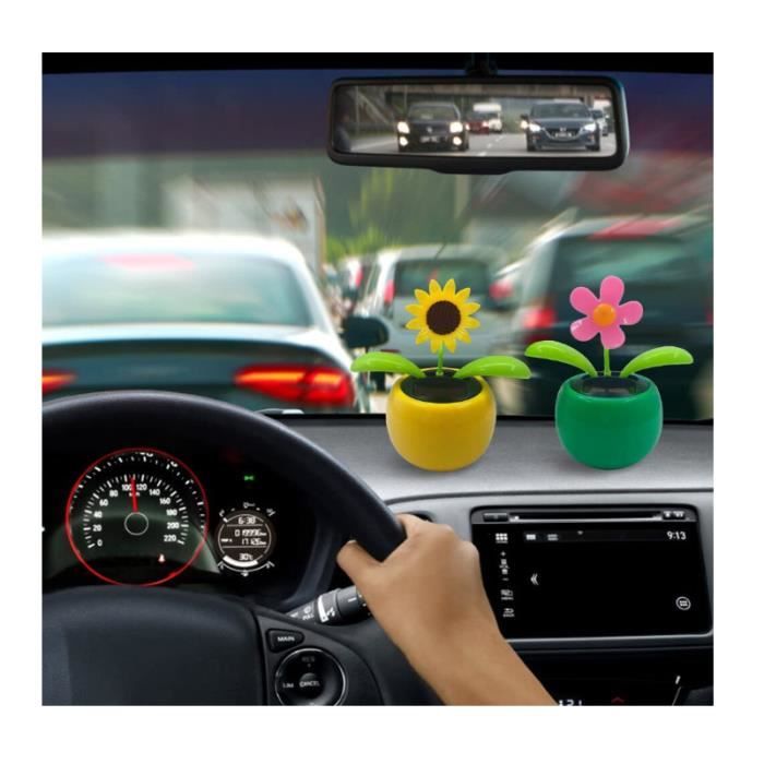 Fleur Solaire Dansante - 4 Figurines En Plastique Pour Voiture, Bureau Ou Maison - Cadeau Fun Et Déco Originale